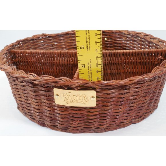 Knotts Berry Farm Wicker Basket Divider Round Multi-Use Organizer Rustic Vintage - Picture 4 of 5